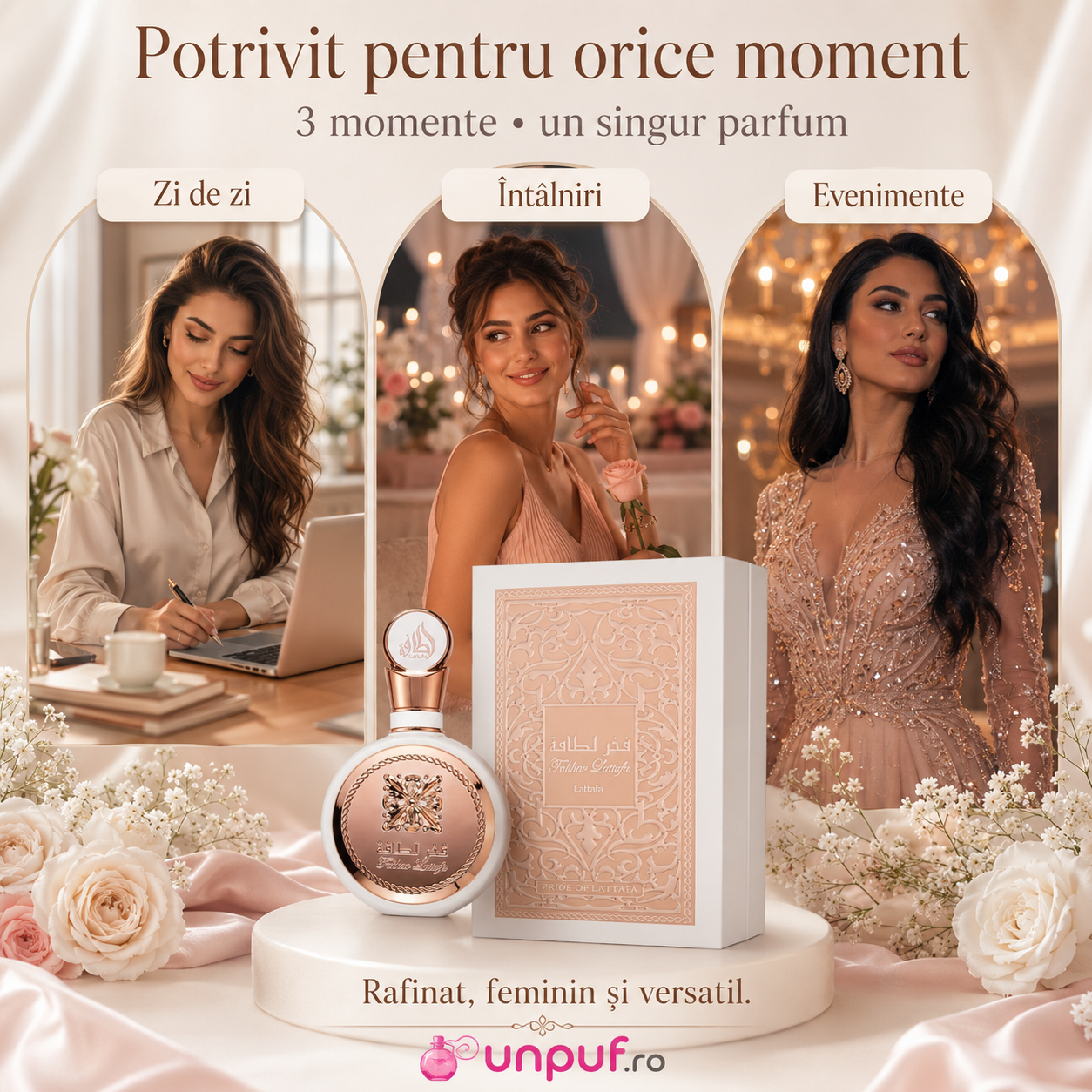 Fakhar Rose Gold Lattafa parfum de damă potrivit pentru zi de zi &icirc;nt&acirc;lniri și evenimente